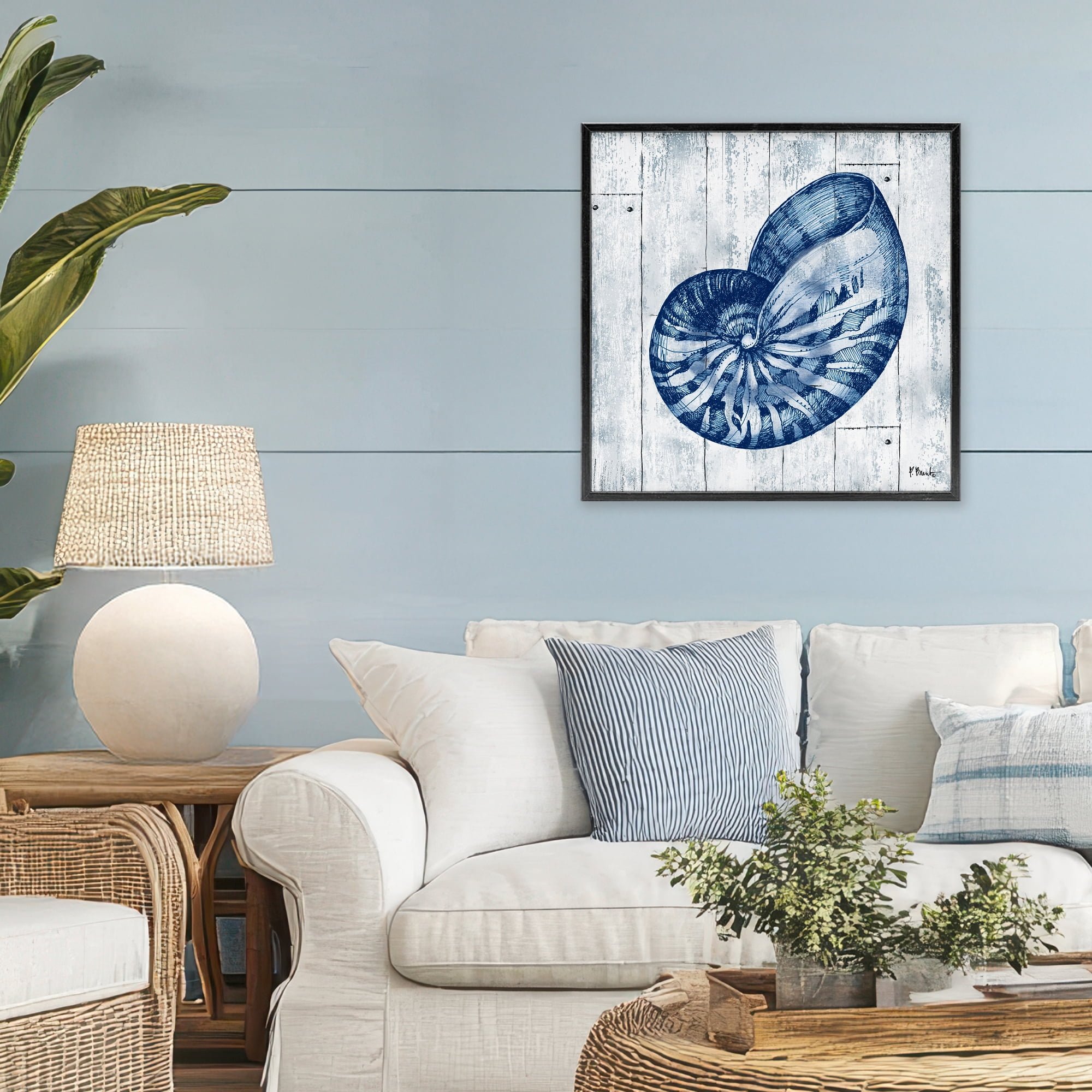 Stupell Industries Coastal Timberland Nautilus Black Framed Giclee Art, design by Paul Brent
