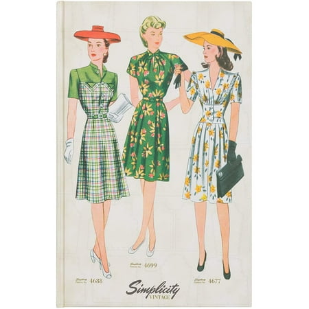 Simplicity Vintage Hardcover Notebook, 1940s Vintage Fashion, 5.75" x 8.75"