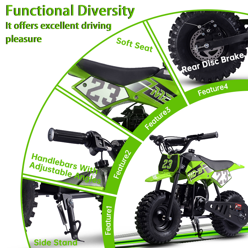 SAY YEAH Mini Bike,50cc 2-Stroke Gas Motorcycle for Teens with Pull Start & Auto Transmission,EPA Approved,38*27*22in,Green