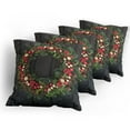 thumbnail image 5 of Ambesonne Christmas Throw Pillow Cover 4 Pack, Fir Xmas Wreath, 20", Multicolor, 5 of 7