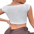 thumbnail image 2 of Women Crop Vest Sleeveless Square Neck Knitting Wrapped Summer Tops, 2 of 6