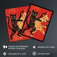 thumbnail image 2 of Artery8 Cat Fight Fun Lover Red Black Japanese Style Living Room Bathroom Extra Large XL Wall Art Poster Print, 2 of 5