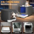 thumbnail image 4 of Caja de arena para gatos plegable cerrada con tapa equipada con luz ultravioleta bolsa desodorante y pala resistente a olores y salpicaduras, 4 of 8