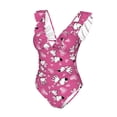 thumbnail image 4 of Yiaed Love Dog Print Women's Ruffled One Piece Swimsuit V Neck Swimwear Slimming Monokini for Woman-Medium, 4 of 8