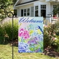 thumbnail image 3 of Northlight Blue and Purple Welcome Bird Outdoor Garden Flag 12.5" x 18", 3 of 7
