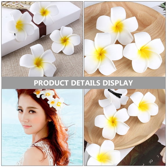 HONMEET 24-Pack White Plumeria Hawaiian Flower Hair Clips, Tropical Floral Hair Accessories for Women and Girls