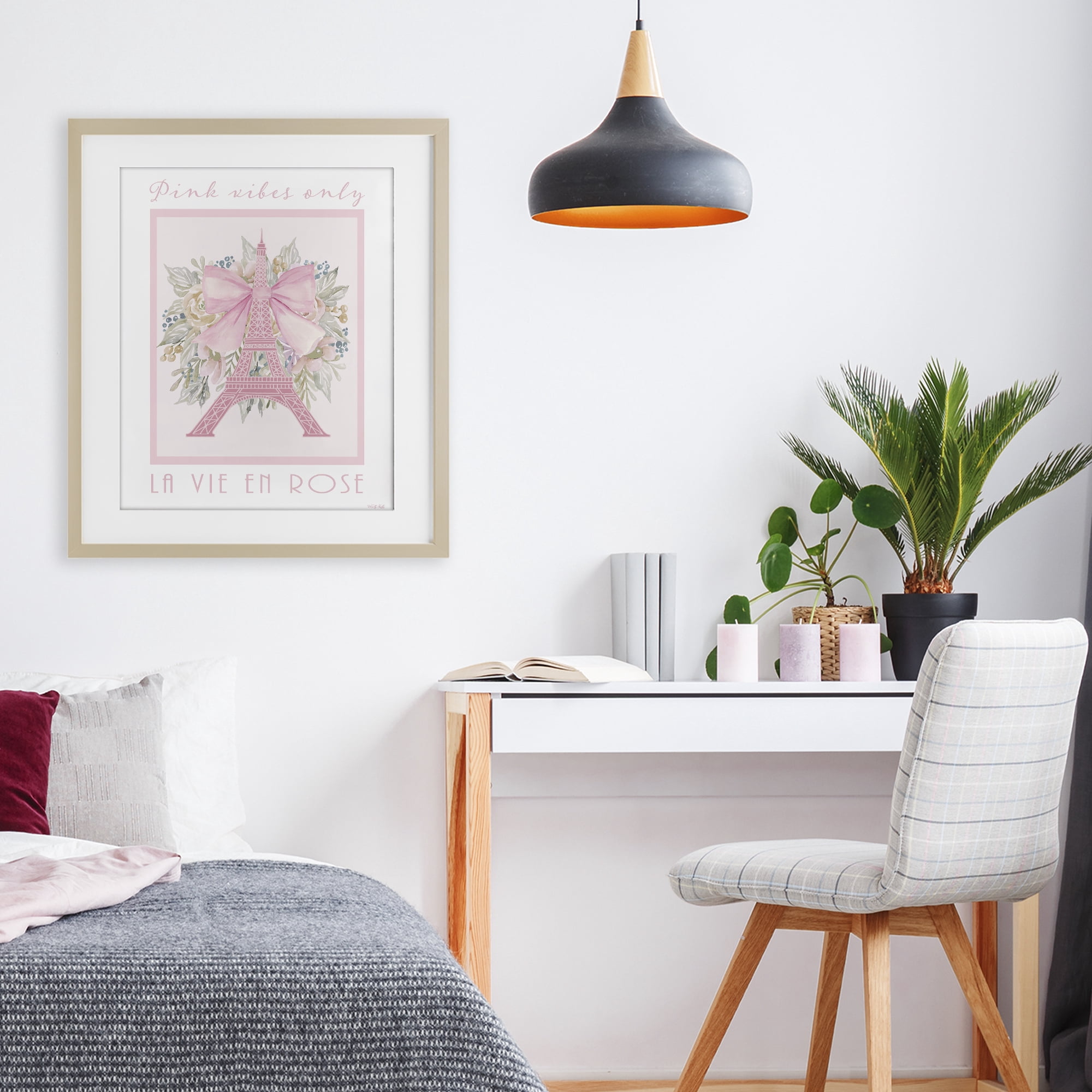 Stupell Industries Pink Vibes Only Paris Birch Framed Print Under Glass, design by Cindy Jacobs
