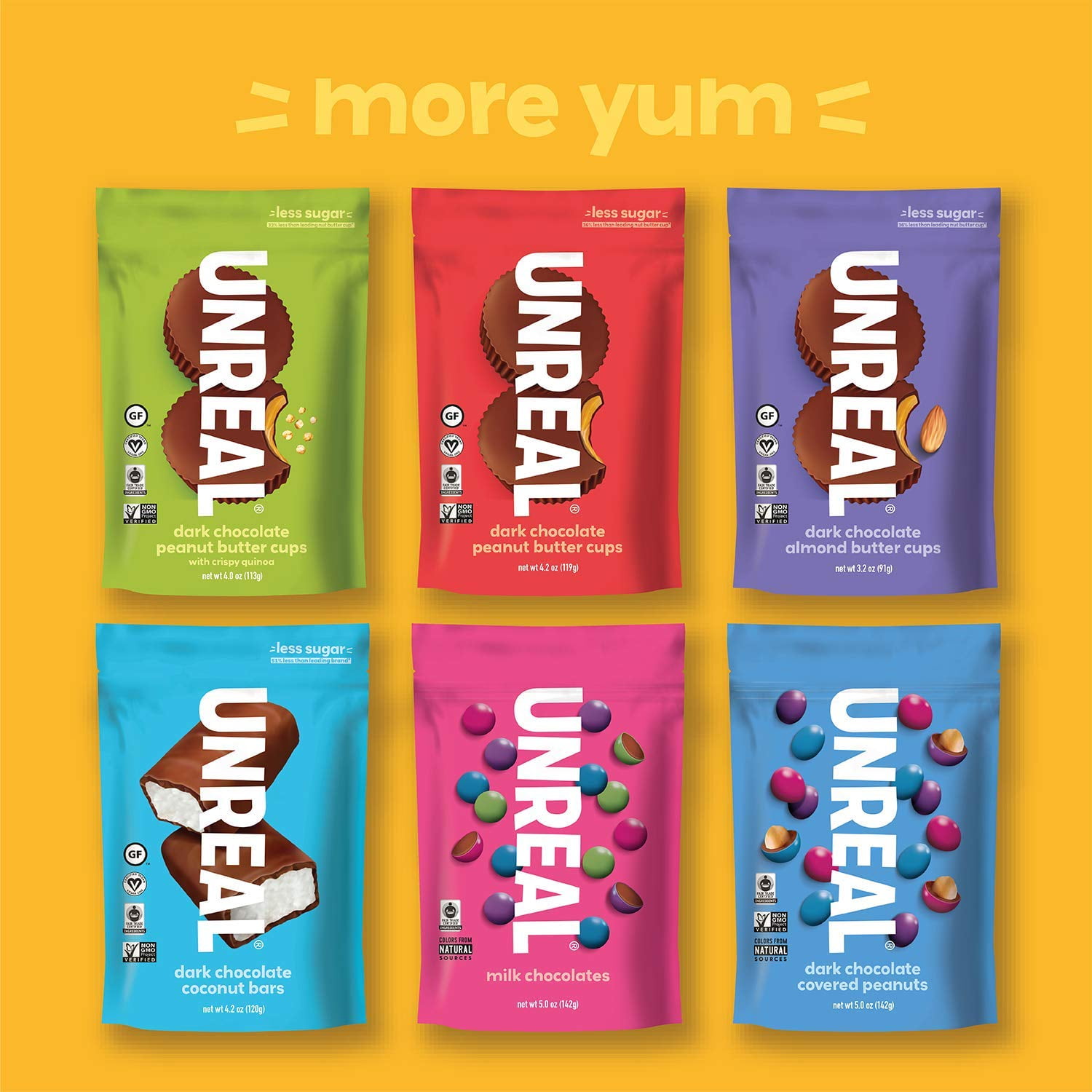 Unreal Dark Chocolate with Crispy Quinoa, Zero Sugar Alcohols, Non-GMO, 5 Oz (Pack of 6)