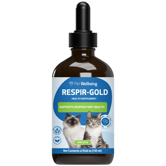 Pet Wellbeing Natural Cat Respiratory System Support Supplement, Respir-Gold 4oz (118ml)