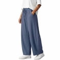 thumbnail image 7 of SAWOBUUN Wide Leg Pants for Womens Corduroy Baggy Barrel Pants High Waisted Drawstring Casual Pants with Pockets, 7 of 7