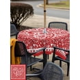 thumbnail image 4 of Outdoor Tablecloth with Umbrella Hole and Zipper, Valentine's Day Square Table Cloth 60x60 Inch Waterproof Tablecloth, Red Love Retro Country Abstract Art Picnic Table Cover for Patio Camping, 4 of 7