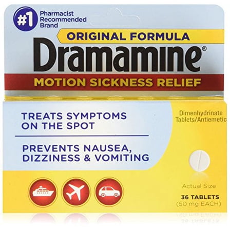 Dramamine Motion Sickness Relief Tablets Original Formula - 36 ct, Pack of 6