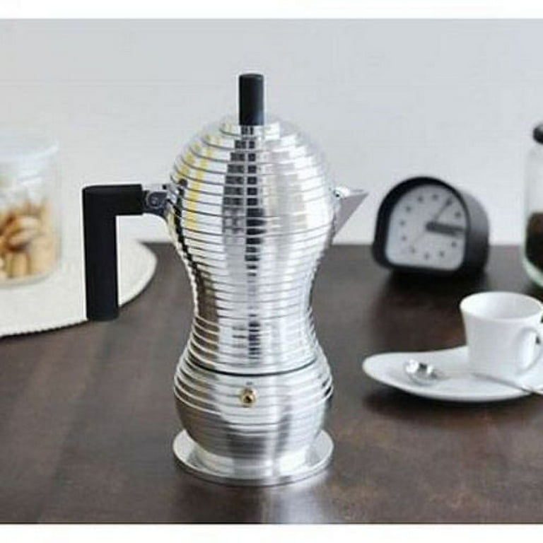 Alessi MDL02/6 B "Pulcina" Stove Top Espresso 6 Cup Coffee Maker in  Aluminum Casting Handle And Knob in Pa, Black - Walmart.com