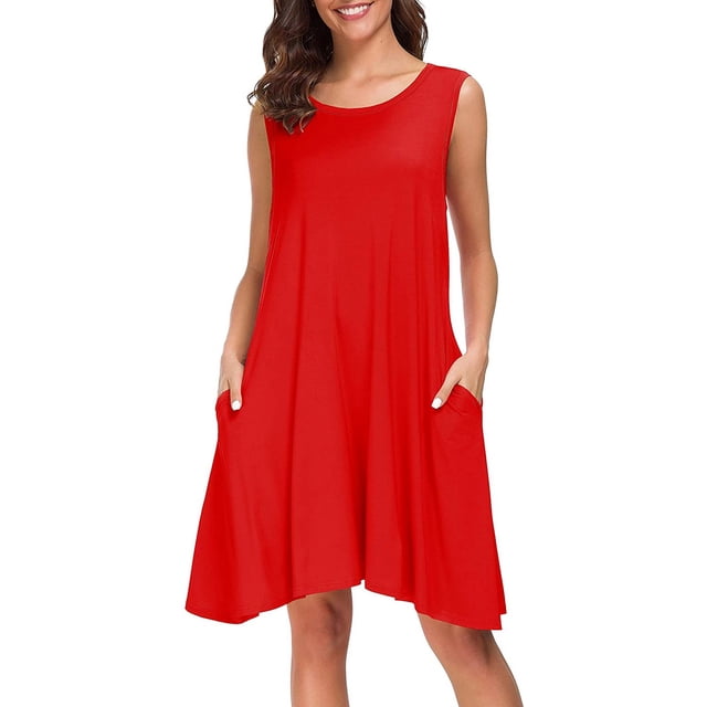 Robes T-Shirt Décontractées d'Été Sans Manches pour Femmes, Coupe Ample, Robe Débardeur de Plage