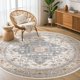 thumbnail image 1 of Alfombra LOONGRUG redonda de 120 cm, color beige y azul, lavable, para sala de estar, 1 of 7