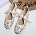 thumbnail image 5 of SuTry Women's Flat Shoes Round Toe Perforated Cut Out Slip On Breathable PU Leather Comfortable Lightweight Casual Office Daily Walking Flats(42), 5 of 9