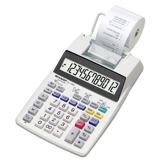 Calculadora de impresión Sharp SH-EL1750V con pantalla de 12 dígitos