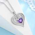 thumbnail image 2 of Jewmon 925 Sterling Silver Love Heart Necklace for Women February Birthstone Amethyst Pendant Chain Romantic Valentine Day Gifts for Wife Girlfriend, 2 of 7