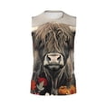 thumbnail image 6 of Lsque Butterfly Cow With Flowers Print Men's Cotton Blend Sleeveless Muscle Shirts (S-3XL)- Moisture Wicking, Odor Protection, UPF 30+,Small, 6 of 8