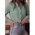 thumbnail image 3 of PRETTYGARDEN Womens Long Sleeve Button Down Shirts | Soft Cotton Fabric, Fashion Plaid Shirt, Basic Collared V Neck, Work Business Casual Blouses, Fall Trendy Outfits, 3 of 9