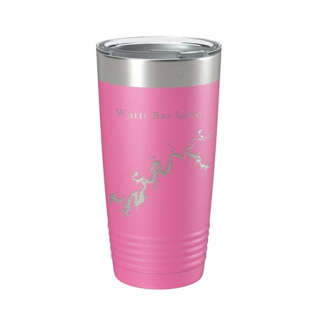 

Watts Bar Lake Map Tumbler Travel Mug Insulated Laser Engraved Coffee Cup Tennessee 20 oz Pink