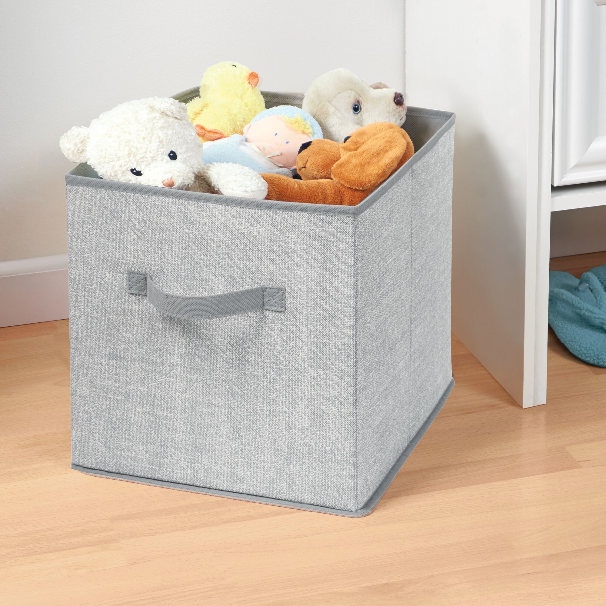 mDesign Soft Fabric Nursery Organizer Bin with Front Handle, 8 Pack - Gray