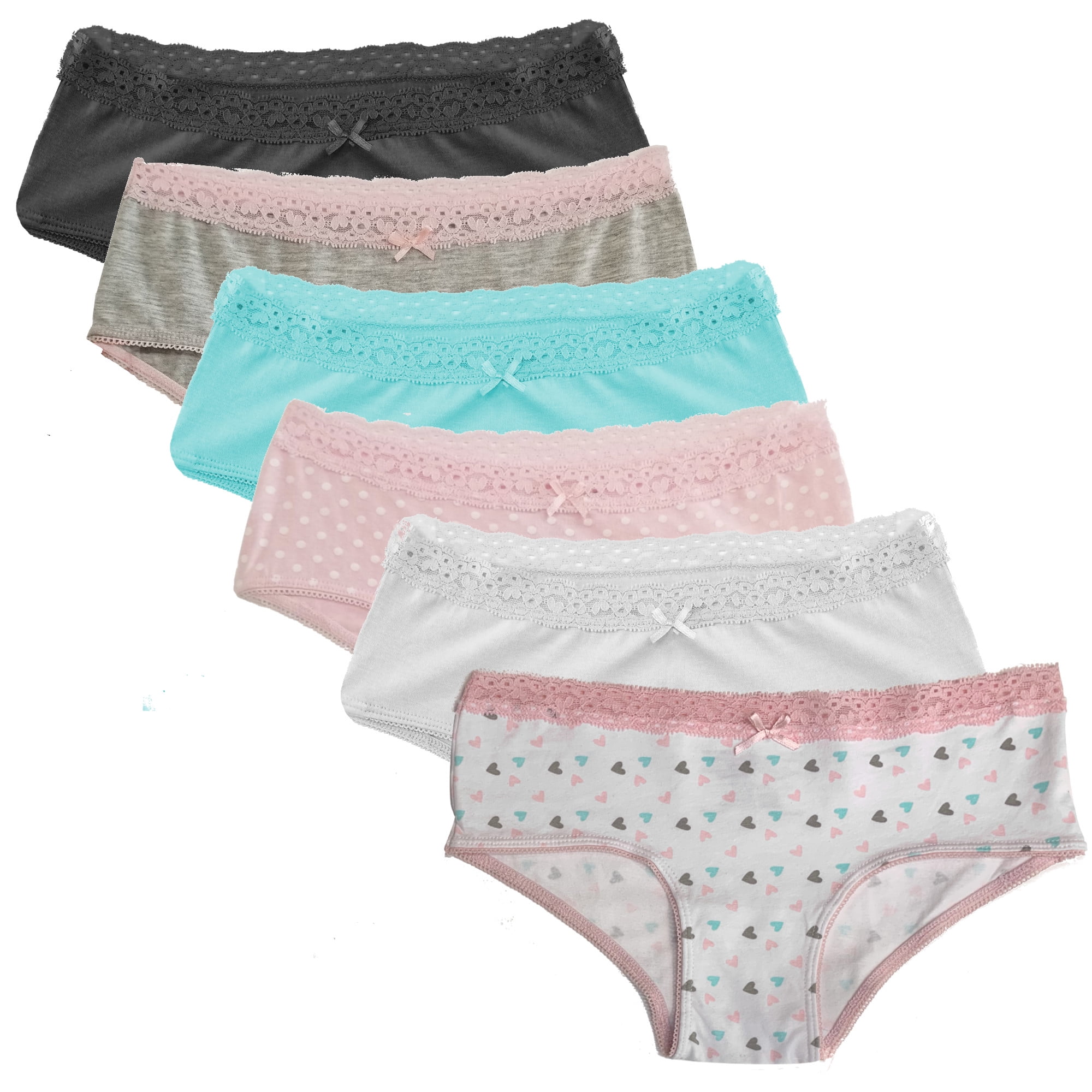 Popular Girls' Cotton Hipster Underwear Panty - 6 pack - Walmart.com