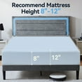 thumbnail image 5 of Sailvan Queen Bed Frame with LED Lights and USB Charging Station,Grey Bed Frame Queen Size with Headboard,Modern Sturdy Bed Frame,Noise Free,Gray, 5 of 9