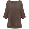 thumbnail image 3 of Fjofpr Womens Plus Size Mid Length 3/4 Sleeves Tops Loose Casual Solid Color T-Shirt Blouses, 3 of 3