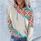 thumbnail image 2 of Sudadera con estampado geométrico para mujer Costura con capucha Impreso Tops sueltos Blusa Pompotops  gfhjh12616, 2 of 8
