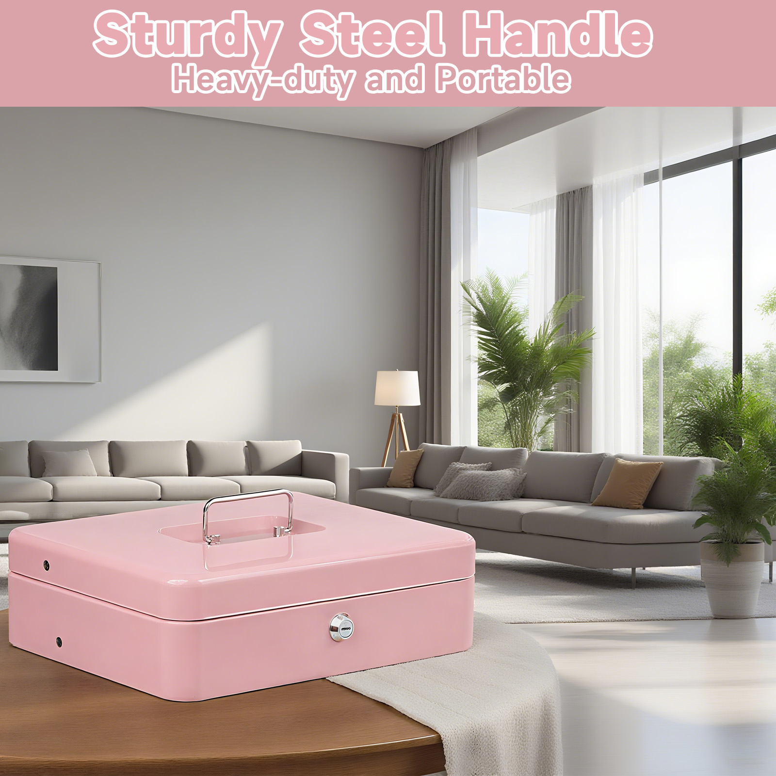 Outgoo Steel Cash Box with Money Tray and Key Lock photo 4