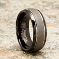 thumbnail image 3 of Metal Masters Mens Two-Tone Sandlasted Tungsten Carbide Ring Dome Wedding Band Black Inlay 8mm, 3 of 5