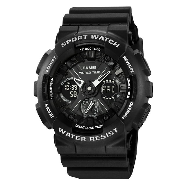 SKMEI 2118 Men's Dual Display Sports Watch with Analog-Digital Interface, 50M Water Resistance, Backlight, World Time, Stopwatch, Countdown Timer, Daily , Hourly Chime, Date/Week/Month/Year