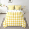 thumbnail image 2 of jejeloiu Modern Grid Bedding Comforter Set 7 Pieces,Abstract Geometric Geometric Full Bedding Set,Lightyellow White Fitted Sheet Flat Sheet,Breathable Bedroom Decor Reversible, 2 of 8