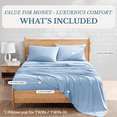thumbnail image 2 of Casa Platino King Size Bed Sheets Set - Washed Ultra-Soft Microfiber King Bed Sheets - Extra Soft - 4 Piece Set - Bedding Sheets & Pillowcases, King-French Blue, 2 of 9