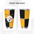 thumbnail image 3 of Taza térmica duradera de acero inoxidable 304 con tapa y pajita con temática del equipo de fútbol de los Steelers Taza térmica de acero inoxidable de 20 oz Taza para automóvil Adecuada para bebidas, 3 of 8