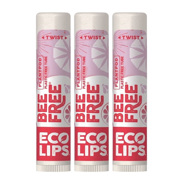 Bálsamo labial Eco Lips, vegano, superfruta, sin abejas, paquete de 3