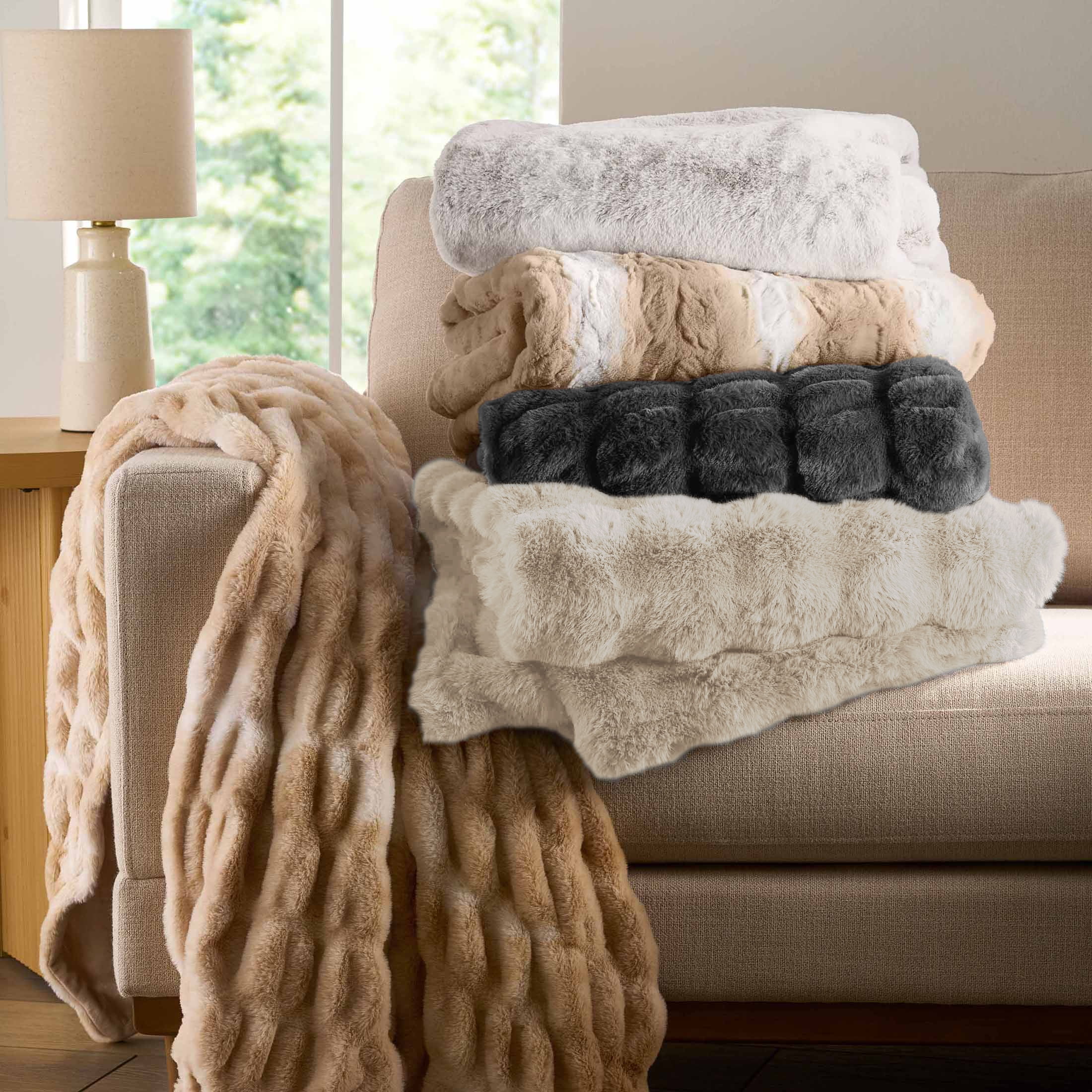 Better Homes Gardens Silver Ombre Faux Fur Throw 50 x 72