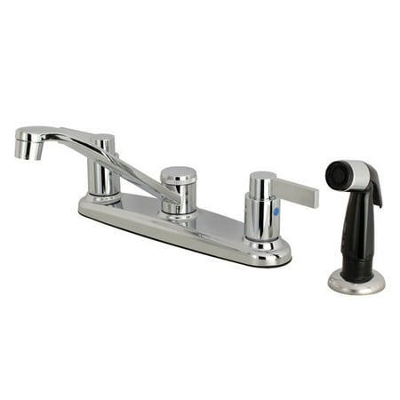 UPC 663370540462 product image for Kingston Brass NuvoFusion Pull Down Double Handle Kitchen Faucet with Side Spray | upcitemdb.com