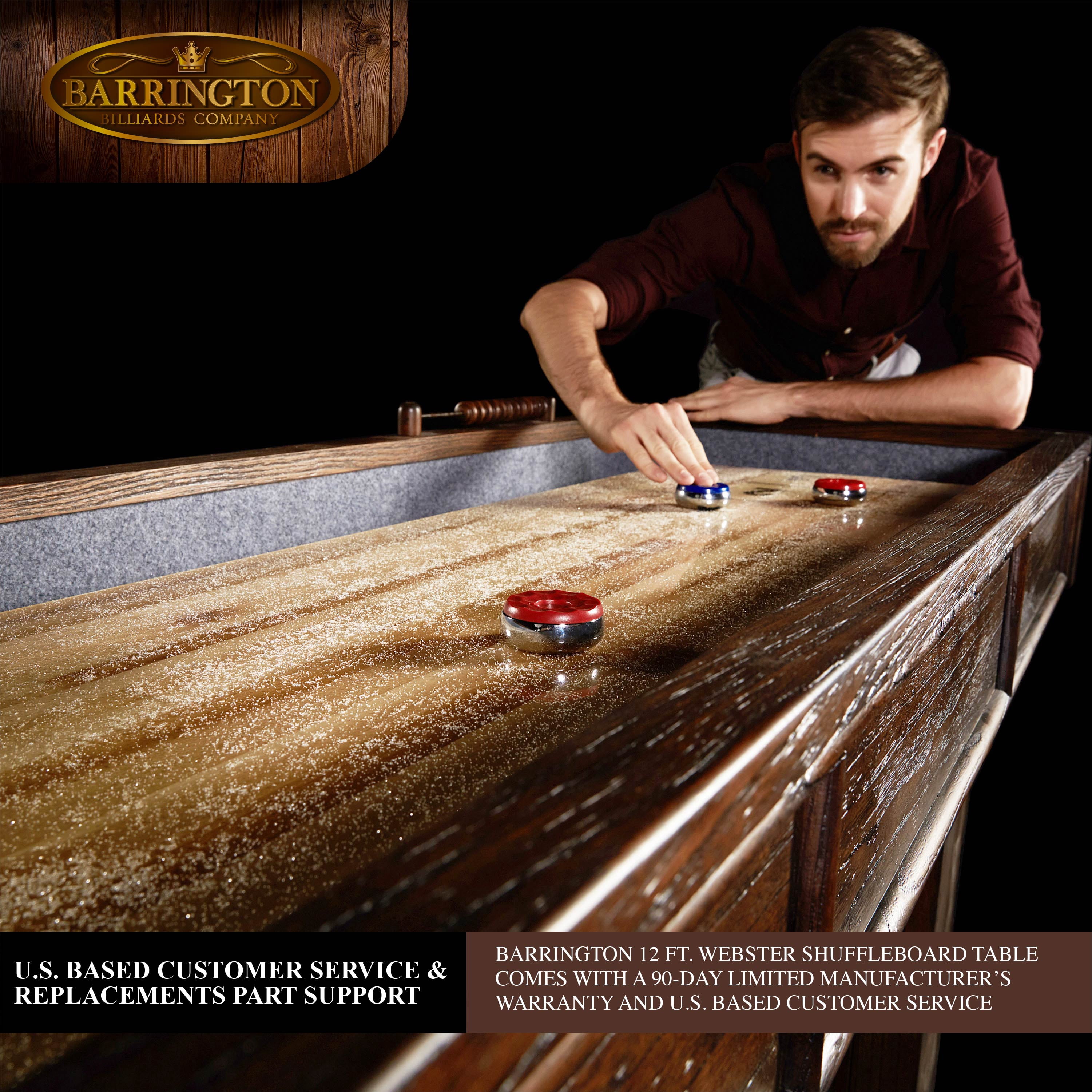 Barrington Webster Collection 12' Shuffleboard Table, Brown/Tan