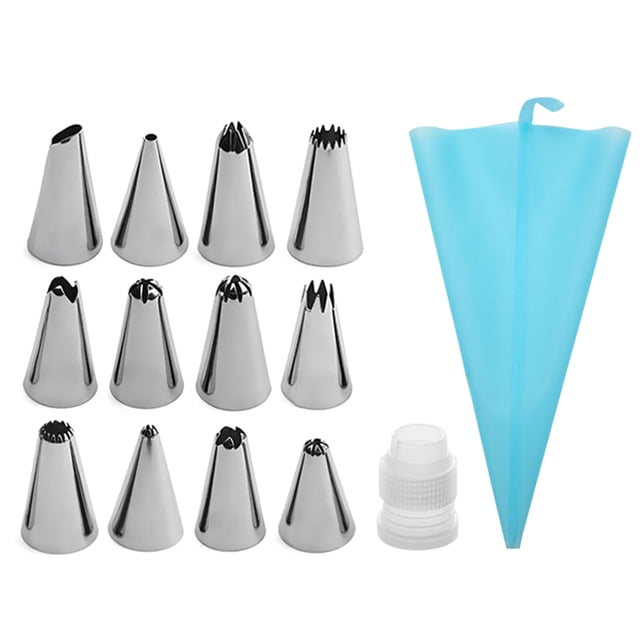 Amdohai Cake Decor Stainless Steel Cake Decorating Supplies Cake Turntable 14PCS/Set DIY Cream Tools