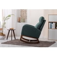 thumbnail image 4 of Nursery Rocking Chair with Wood Legs, Modern Glider Rocker Chair with Two Side Pockets, Rocking Armchair for Nursery Living Room Bedroom, Emerald, 4 of 9