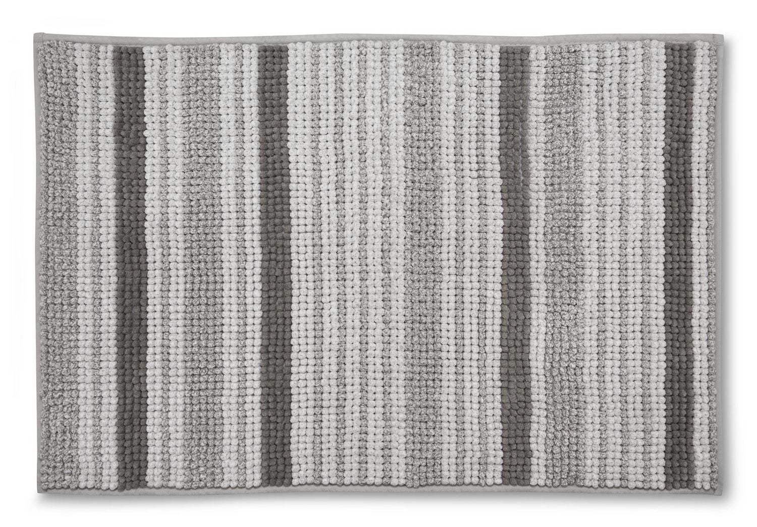 Mainstays Noodle Chenille Grey Stripe Bath Mat, 20"x30"