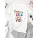 thumbnail image 3 of Creative English Colorful Atmosphere Pattern Printed Women'S Fashionable Round Neck Short Sleeve, Simple Casual Sports T-Shirt, Comfortable Summer Top for Women During Holidays., 3 of 8