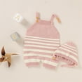 thumbnail image 4 of Youmylove Fall Winter Sweater For Kids Tops Baby Knit Romper Cotton Sleeveless Boy Girl Sweater Clothes Striped Jumpsuit 1 Piece With Hat Caps Outfits Set, 4 of 9