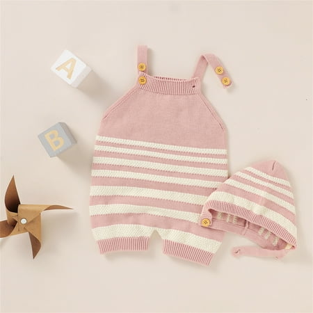 

nsendm Baby Knit Romper Cotton Sleeveless Boy Girl Sweater Clothes Striped Jumpsuit 1 Piece Zip up Hoodie Women Sweater Pink 3-6 Months
