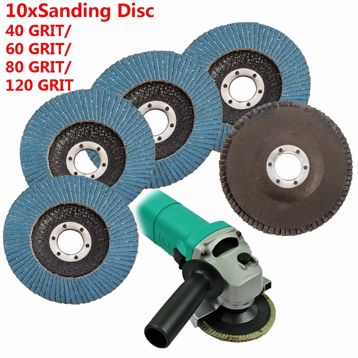 10x Flap Discs Angle Grinder 115mm (4.5") Flat Sandpaper Sanding