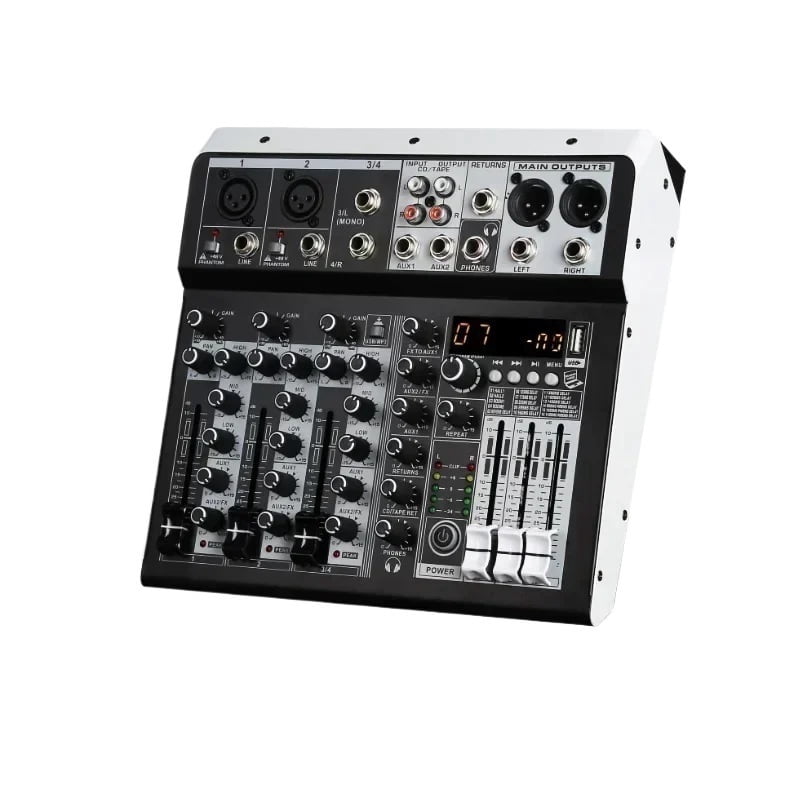 Mixer Sound 2x Mono Stereo Input 4 Channel Digital Mixing Console for DJ Stage