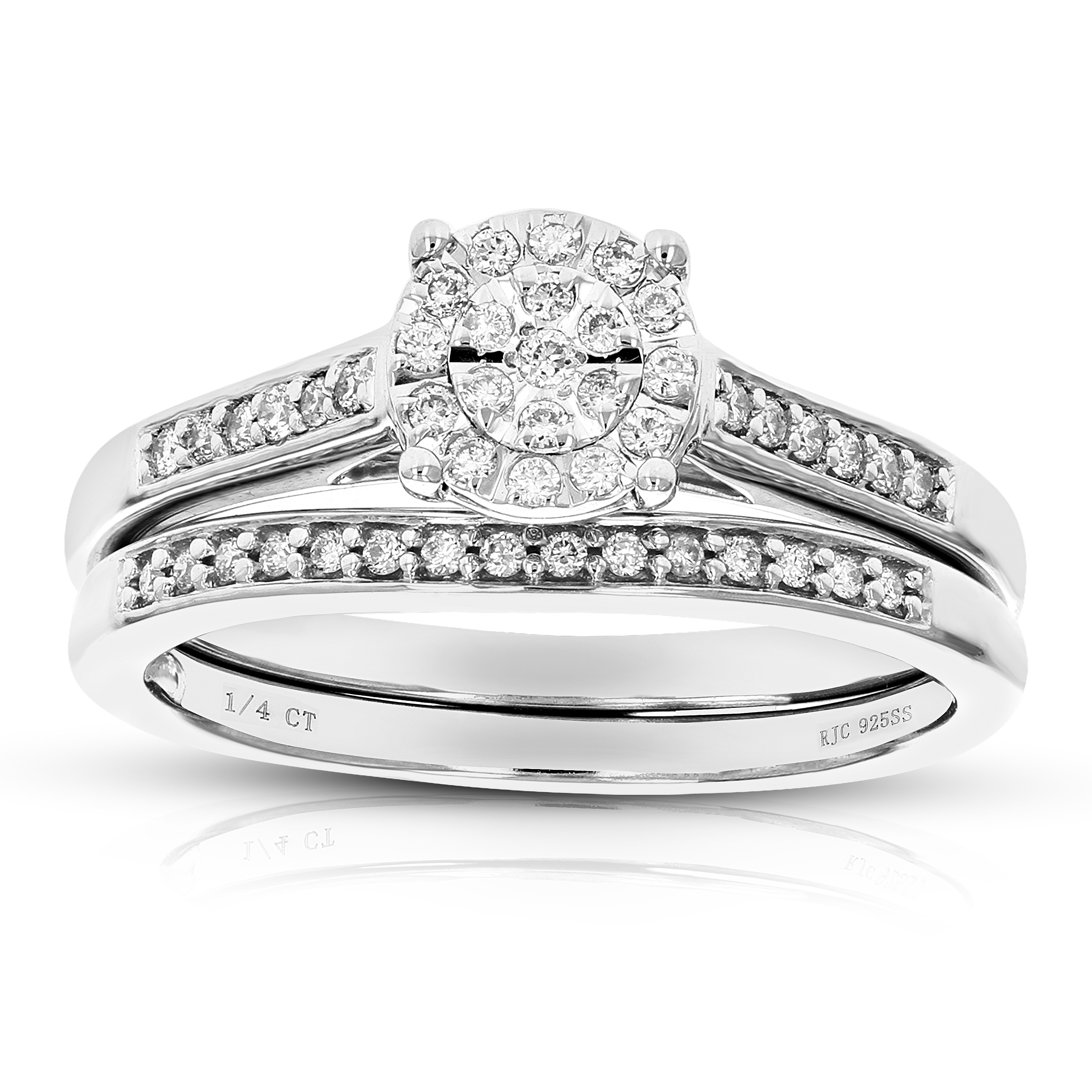 1/4 CTTW Wedding Engagement Ring Bridal Set, Round Lab Grown Diamond