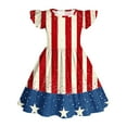 thumbnail image 6 of THDHVS Girls Dresses,Dresses for Girls,Kid's Summer Independence Day Print Short Sleeve Ruffled Round-Neck Dress with Pockets Multicolor 11-12 Years, 6 of 6